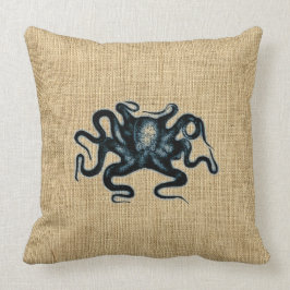 Leinwand blauer Kraken Kraken-Meereswelt-Entwurf Kissen