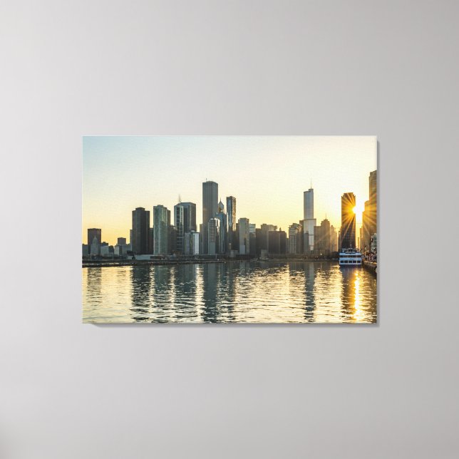 Leinwand - Chicago Skyline in Illinois bei Sunset (Vorderseite)