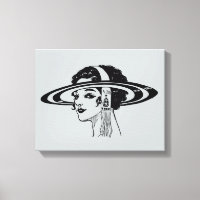 Leinwand (Dame mit Vintagem Hut)