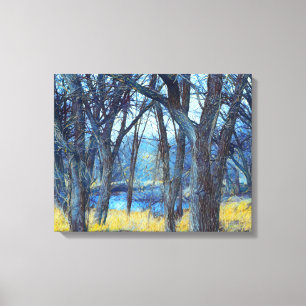 Leinwand Deep Blue Forest Trees Art Print