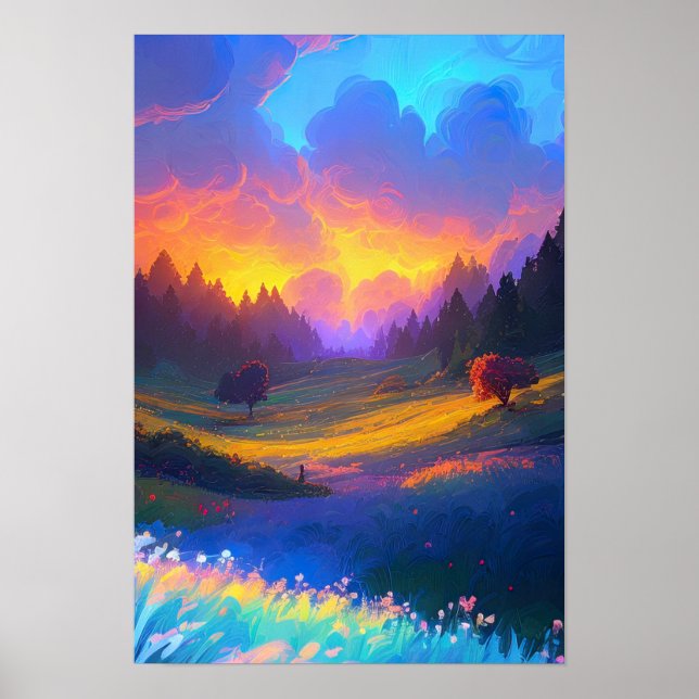 Leinwand der Natur, Sonnenuntergang über dem Tal Poster (Vorne)