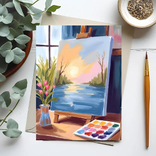 Leinwand des Künstlers   Pastell-Aquarellmalerei Postkarte
