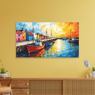 Leinwand Docking Boote Art