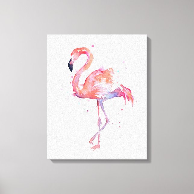 Leinwand Flamingo Watercolor Malerei Kunst, Dichtu (Vorderseite)