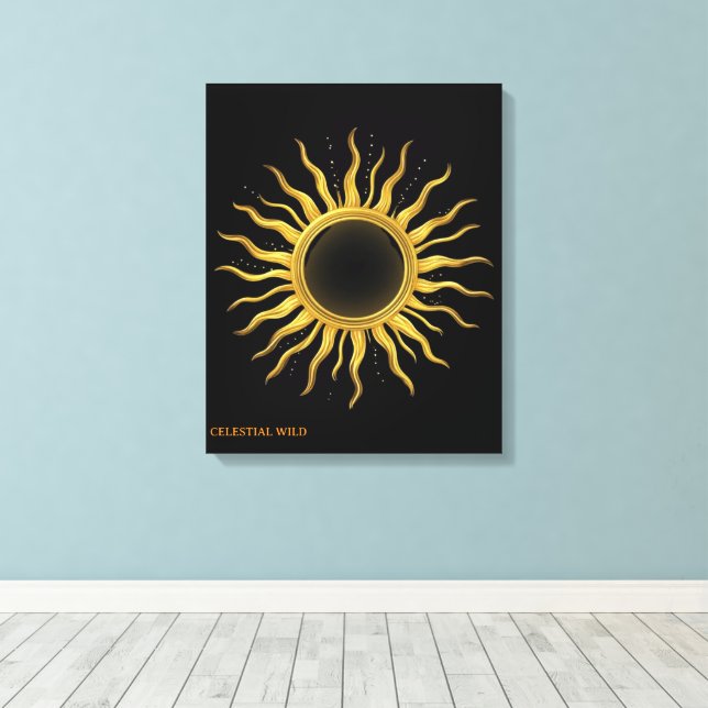 Leinwand Golden Sonnenfinsternis Himmels-Wandkunst (Insitu (Holzboden))