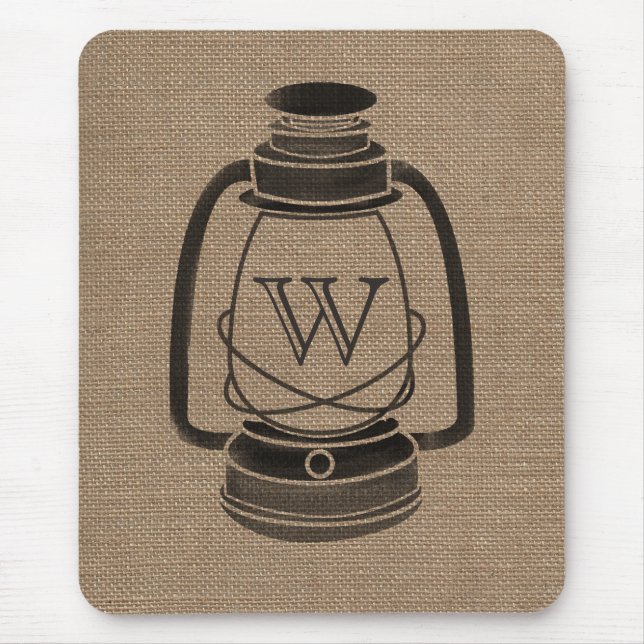Leinwand-inspirierte Monogramm-Öl-Laterne Mousepad (Vorne)