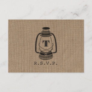 Leinwand-inspiriertes Öl-Laternen-Monogramm RSVP Karte