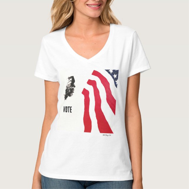 Leinwand Jersey V-Neck T - Shirt (Vorderseite)