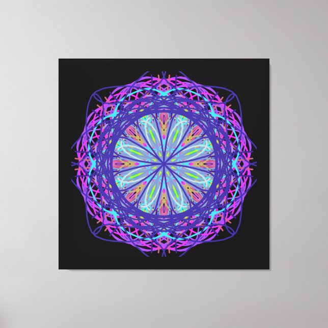 Leinwand, Lila Rosa Kaleidoskop Mandala Art Leinwanddruck (Vorderseite)