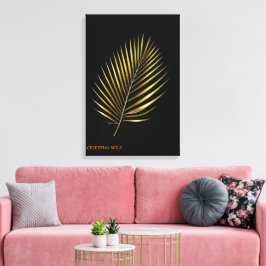 Leinwand Majestätischer Goldener Palmwedel Tropisc