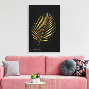 Leinwand Majestätischer Goldener Palmwedel Tropisc