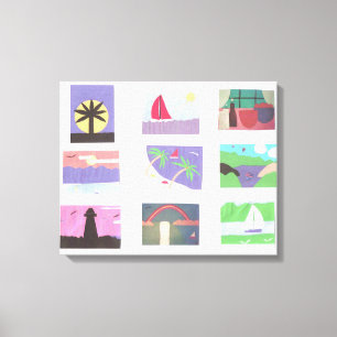 Leinwand mit bunten Szenen