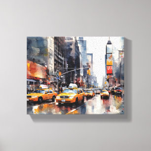 Leinwand mit New York City, bemalte Landschaft.