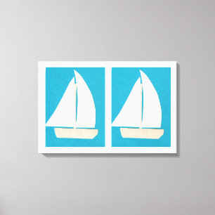Leinwand mit Segelbooten im türkisfarbenen Hinterg