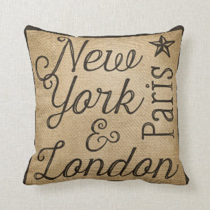 Leinwand New York Paris London Kissen