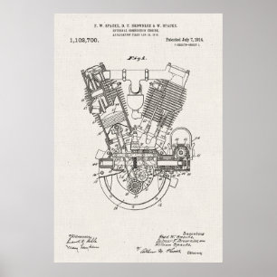 Leinwand   Patent für den Motor von Verbrennungsöf Poster