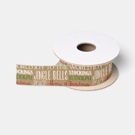 Leinwand-rustikale Weihnachtstypographie Satinband