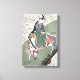 Leinwand-Samurai auf Pferdejapaner Woodblock Druck Leinwanddruck