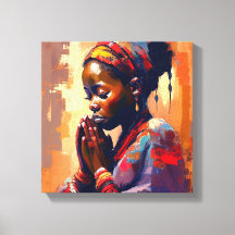Leinwand, Schönes afrikanisches Mädchen in Meditat
