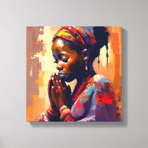 Leinwand, Schönes afrikanisches Mädchen in Meditat Leinwanddruck