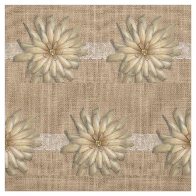 Leinwand-Spitze und TAN-Blumen-Druck Stoff (Muster)