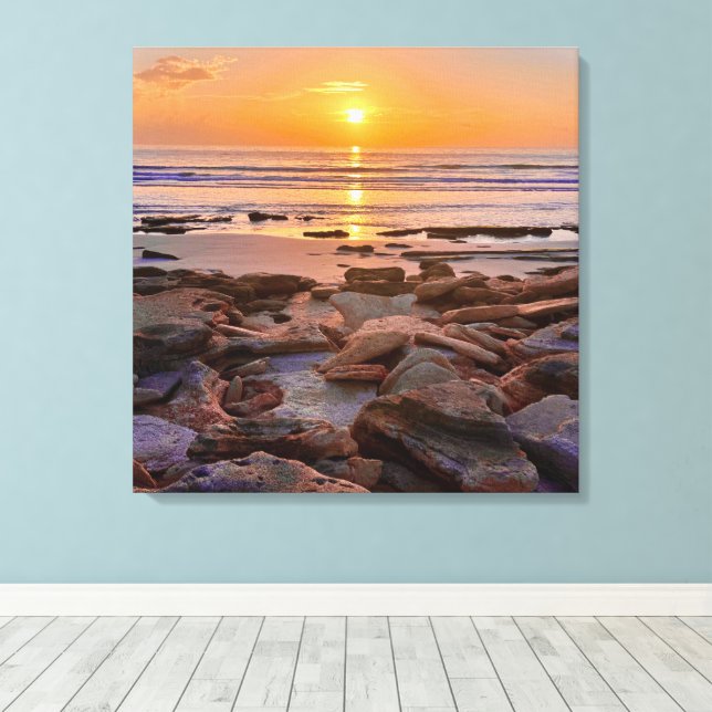 Leinwand Strand bei Sonnenaufgang  (Insitu (Holzboden))