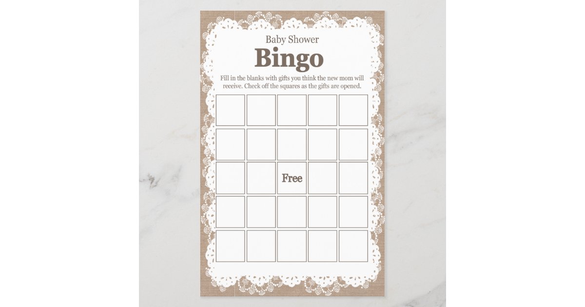 Leinwand Und Spitze Babyparty Bingo Karten Zazzle At