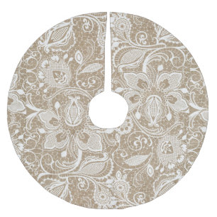 Leinwand und Spitze-Baum-Rock Polyester Weihnachtsbaumdecke