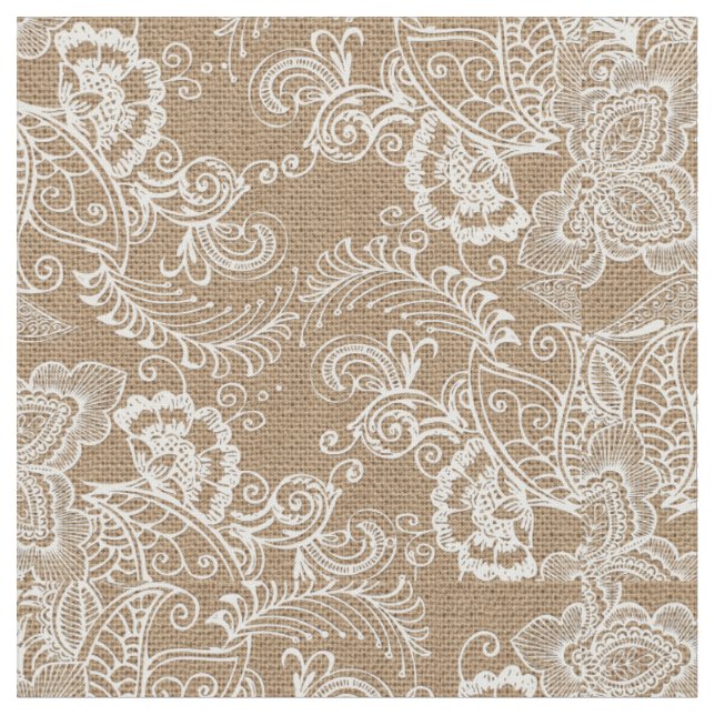 Leinwand-und Spitze-BlumenShabby Chic-Gewebe Stoff (Nahaufnahme)