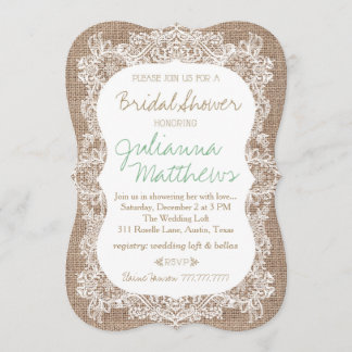 Leinwand-und Spitze-Brautparty Einladung
