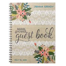 Leinwand-und Spitze-Brautparty-Gast-Buch Notizblock