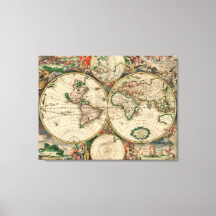 Leinwand Vintag World Map 1689