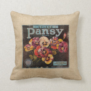 Leinwand Vintage Pansey Blumen Kissen