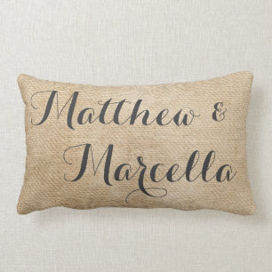 Leinwand-Vintage personalisierte Hochzeit nennt Lendenkissen
