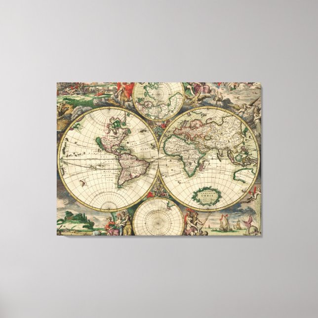 Leinwand Vintage Weltkarte 1689 (Vorderseite)