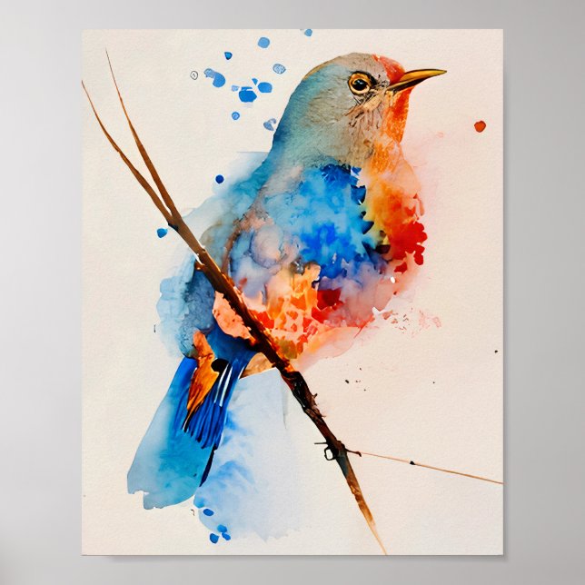 Leinwand Wasserfarben Bird Malerei Poster (Vorne)