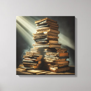 Leinwanddruck (Bücher auf dem Dachboden)
