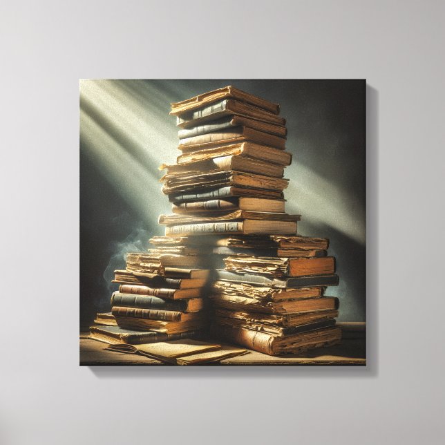 Leinwanddruck (Bücher auf dem Dachboden) (Vorderseite)