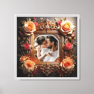 Leinwanddruck-Fotorahmen mit Vintage-Rosen Leinwanddruck