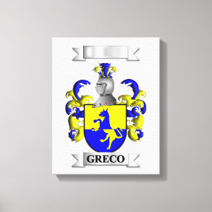 Leinwanddruck Greco Familienname und Schild