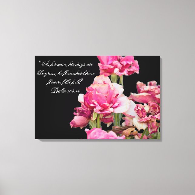 Leinwanddruck mit verwelkter Rosen-Verse (Vorderseite)