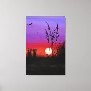 Leinwanddruck See-Sonnenuntergang - Aquarell ruhig