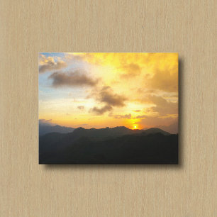 Leinwanddruck Sonnenuntergang, Berge und Wolken