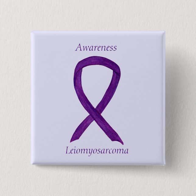 Leiomyosarcoma Lila Awarness Ribbon Custom Button (Vorderseite)
