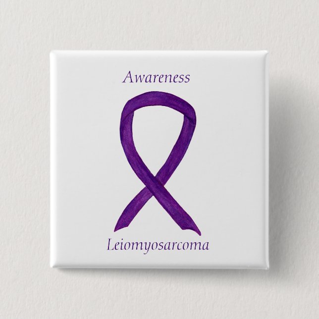 Leiomyosarcoma Lila Awarness Ribbon Custom Button (Vorderseite)