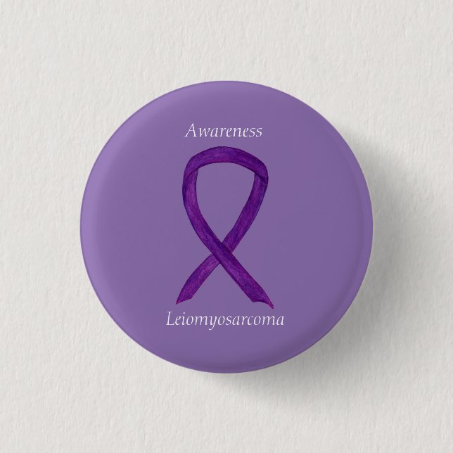 Leiomyosarcoma Lila Awarness Ribbon Custom Button (Vorderseite)