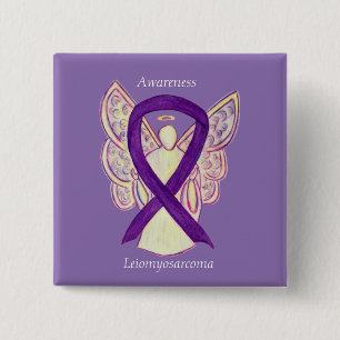 Leiomyosarkom Lila Awarness Ribbon Angel Button