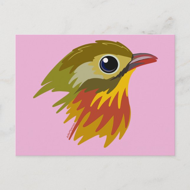 Leiothrix Bird in Rot-Billing - vereinfacht Postkarte (Vorderseite)