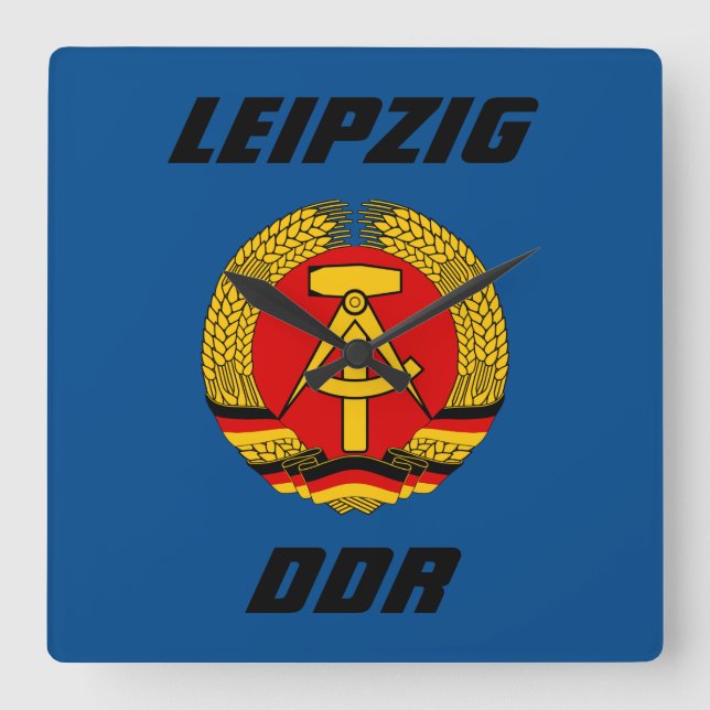 Leipzig, DDR - Ostdeutschland Quadratische Wanduhr (Vorderseite)