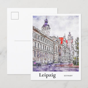 Leipzig Deutschland Reisen Wasserfarbenhandgezeich Postkarte